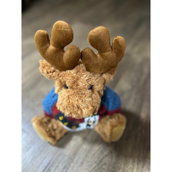 Rare DANDEE Reindeer Plush w Winter Snowman Sweater SAMPLE 14" - Picture 2 of 9